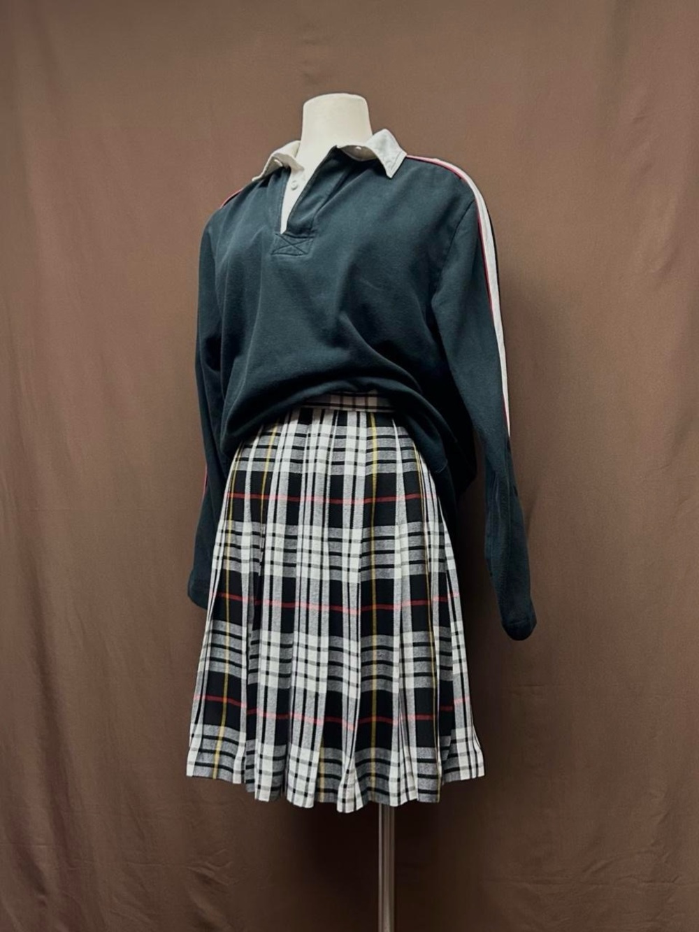Rugby polo long sleeve with stripe half button